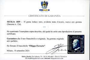 1859 - 10 grana indaco nero (12a), ... 