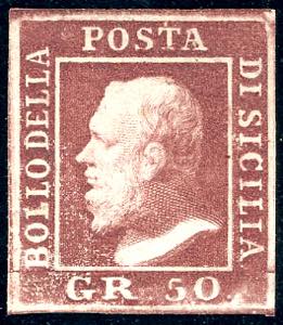 1859 - 50 grana lacca bruno (14), nuovo, ... 