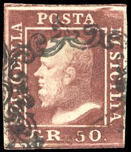 1859 - 50 grana cioccolato (14a), usato, ... 