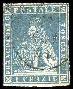 1851 - 2 crazie azzurro chiaro su grigio ... 