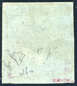 1851 - 1 quattrino nero su azzurro ... 