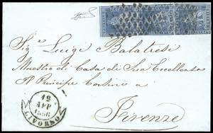 1856 - 2 crazie azzurro su carta ... 