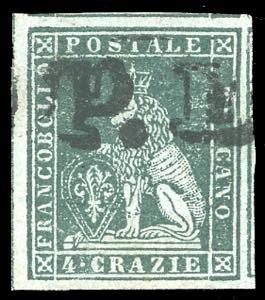 1851 - 4 crazie verde su grigio (6), riga ... 