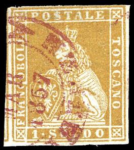 1851 - 1 soldo ocra su grigio (2), ... 