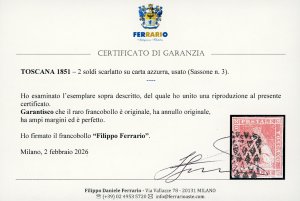 1851 - 2 soldi scarlatto (3), ... 