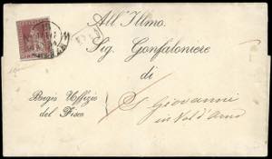 1854 - 1 crazia carminio chiaro su carta ... 