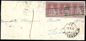 1853 - 1 crazia carminio su azzurro (4b), ... 