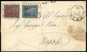 1852 - 1 crazia carminio su grigio, ... 