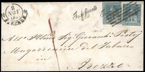 1853 - 2 crazie azzurro grigio chiaro su ... 