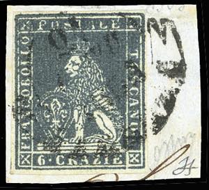 1851 - 6 crazie ardesia su grigio (7), ... 
