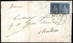 1851 - 6 crazie indaco su azzurro, 2 crazie ... 