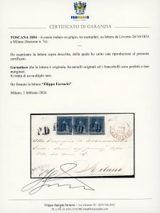 1854 - 6 crazie indaco su grigio ... 