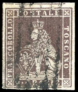 1851 - 9 crazie bruno violaceo su grigio ... 