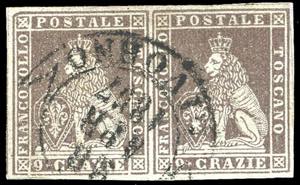 1851 - 9 crazie bruno violaceo chiaro su ... 