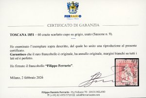 1851 - 60 crazie scarlatto cupo su ... 