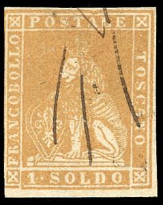 1857 - 1 soldo ocra, II emissione (11), tre ... 