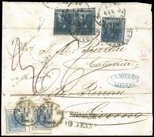 1857 - 9 kr. azzurro di Austria (Unificato ... 