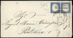 1863 - 15 cent. azzurro, tipo Sardegna (11), ... 