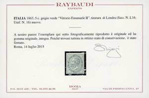 1863 - 5 cent. De La Rue, tiratura ... 