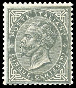 1863 - 5 cent. De La Rue, tiratura di Londra ... 