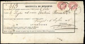 1866 - 5 soldi rosa, dent. 9 1/2 (43), ... 