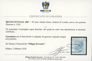 1867 - 20 cent. celeste chiaro, ... 