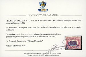 1878 - 2 cent. su 10 lire Servizio ... 