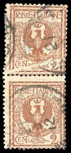 1901 - 2 cent. Floreale, coppia verticale, ... 