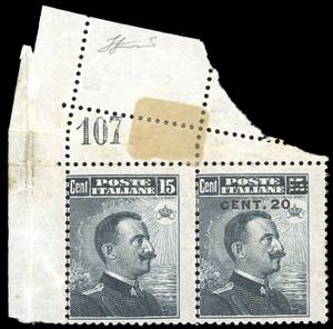 1916 - 20 cent. su 15 cent. Michetti, coppia ... 