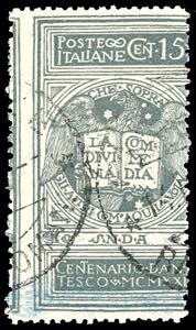 1921 - 15 cent. grigio Dante, non emesso ... 