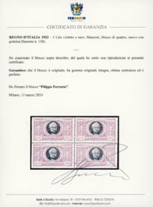 1923 - 5 lire Manzoni, blocco di ... 