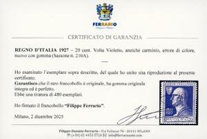 1927 - 20 cent. Volta Violetto, ... 