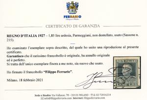 1927 - 1,85 lire Parmeggiani, non ... 