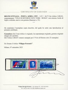 1933 - 5,25 + 44,75 lire Trittico ... 