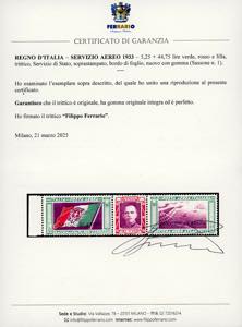 1933 - 5,25 + 44,75 lire Trittico ... 