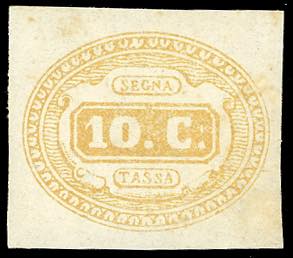 1863 - 10 cent. ocra (1), nuovo, gomma ... 
