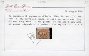 1869 - 10 cent. bruno arancio (2), ... 