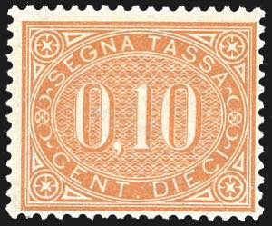 1869 - 10 cent. bruno arancio (2), nuovo, ... 