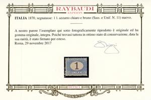 1870 - 1 lira azzurro chiaro e ... 