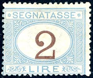 1870 - 2 lire azzurro chiaro e bruno (12), ... 