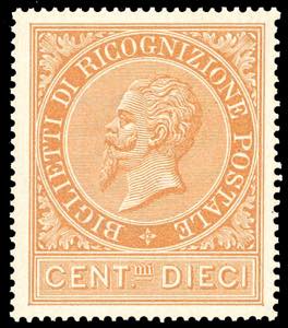 1874 - 10 cent. ocra arancio (1), ben ... 
