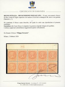 1874 - 10 cent. ocra arancio (1), ... 