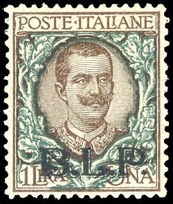 1923 - 1 lira, soprastampa BLP del II tipo ... 