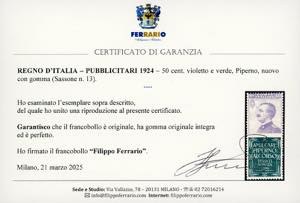 1924 - 50 cent. Piperno (13), ... 