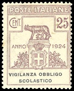 VIGILANZA OBBLIGO SCOLASTICO 1924 - 25 cent. ... 