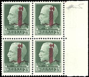 1944 - 25 cent. soprastampa fascio rosso ... 