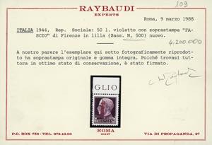 1944 - 50 lire soprastampa fascio ... 