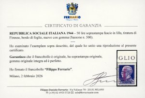 1944 - 50 lire soprastampa fascio ... 