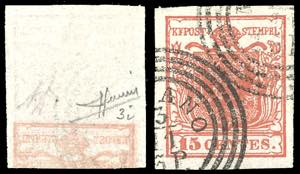 1850 - 15 cent. I tipo, decalco parziale ... 