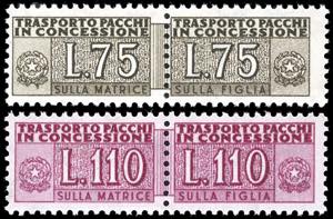 1955 - 75 e 110 lire, filigrana stelle ... 